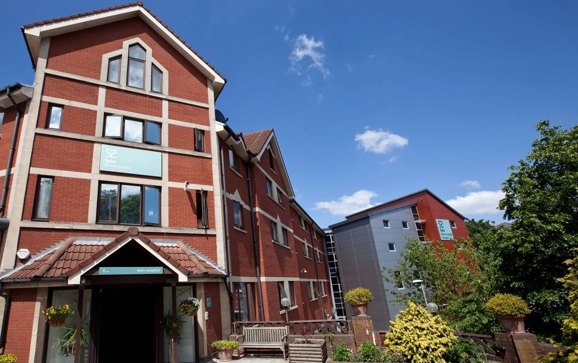 Exterior of Spire Bristol Hospital, showing the private hospital location for knee consultations, imaging and surgery appointments